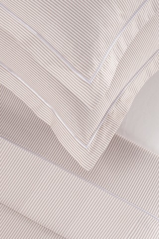 2 taies d'oreiller en percale de coton 80 fils/cm² Dauphine - Taupe et blanc