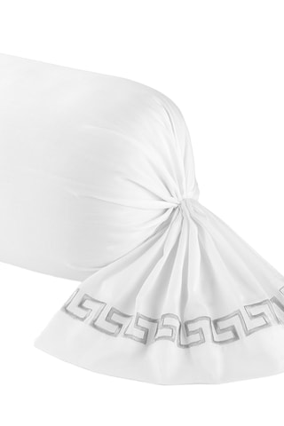 Taie de traversin en satin de coton 80 fils/cm² Grand Hôtel - Blanc et gris