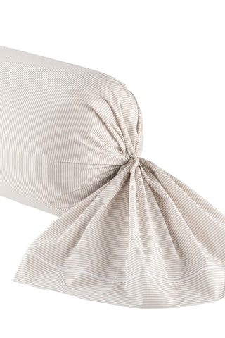 Taie de traversin en percale de coton 80 fils/cm² Dauphine - Taupe et blanc