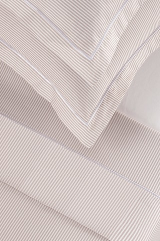 Taie de traversin en percale de coton 80 fils/cm² Dauphine - Taupe et blanc