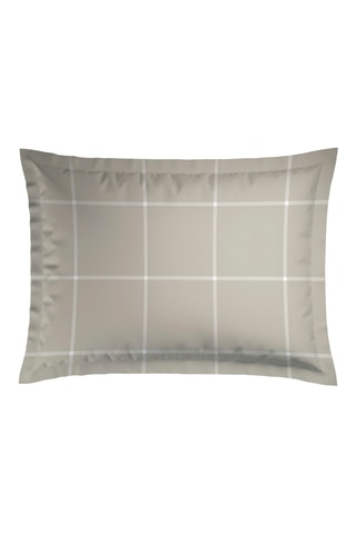 2 taies d'oreiller en satin de coton 80 fils/cm² Amélia - Taupe et blanc