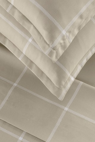 2 taies d'oreiller en satin de coton 80 fils/cm² Amélia - Taupe et blanc
