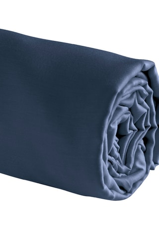 Drap-housse en satin de coton 80 fils/cm² Uni - Bleu foncé