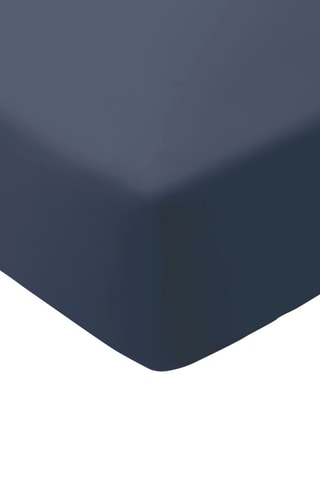 Drap-housse en satin de coton 80 fils/cm² Uni - Bleu nuit