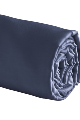 Drap-housse en satin de coton 80 fils/cm² Uni - Bleu nuit
