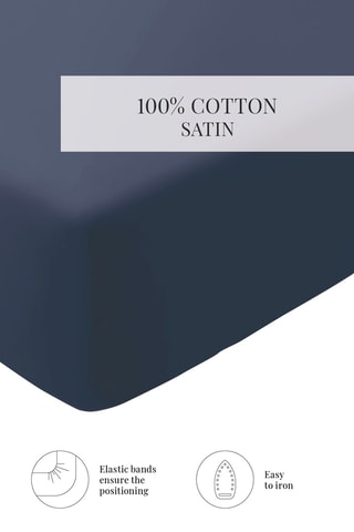 Drap-housse en satin de coton 80 fils/cm² Uni - Bleu nuit