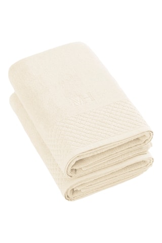 2 draps de douche Uni - Ivoire - 70 x 140 cm