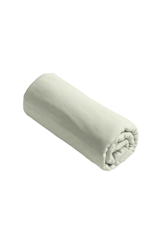 Drap-housse en satin de coton 80 fils/cm² - Vert d'eau et blanc