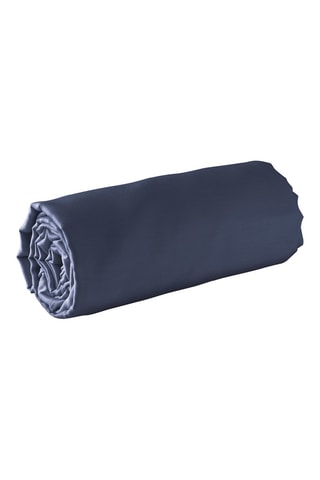 Drap-housse en satin de coton 80 fils/cm² Uni - Bleu foncé