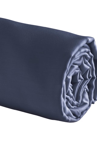 Drap-housse en satin de coton 80 fils/cm² Uni - Bleu foncé
