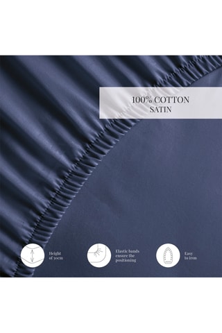 Drap-housse en satin de coton 80 fils/cm² Uni - Bleu foncé