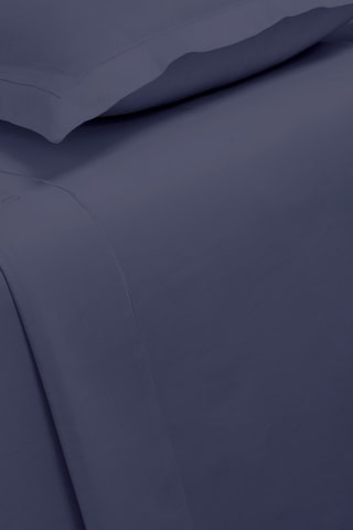 Drap plat en satin de coton 80 fils/cm² Uni - Bleu marine