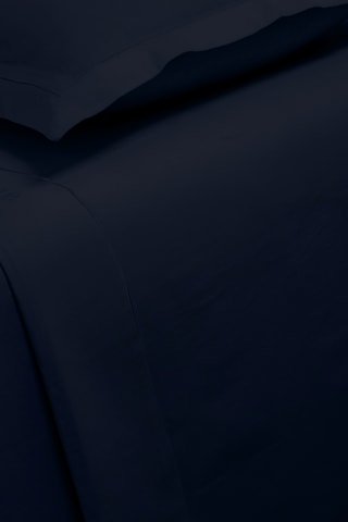 Drap plat en satin de coton 80 fils/cm² Uni - Bleu nuit