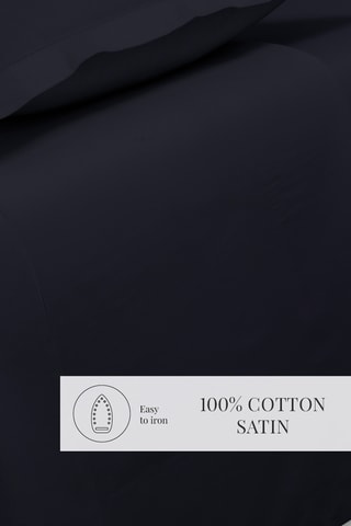 Drap plat en satin de coton 80 fils/cm² Uni - Bleu nuit