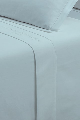 Drap plat en satin de coton 80 fils/cm² Uni - Ciel