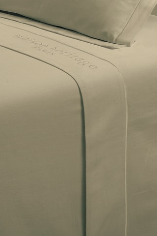 Drap plat en satin de coton 80 fils/cm² Uni - Kaki clair