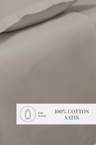 Drap plat en satin de coton 80 fils/cm² Uni - Taupe