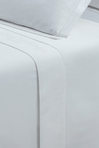 Drap plat en satin de coton 80 fils/cm² Uni - Blanc