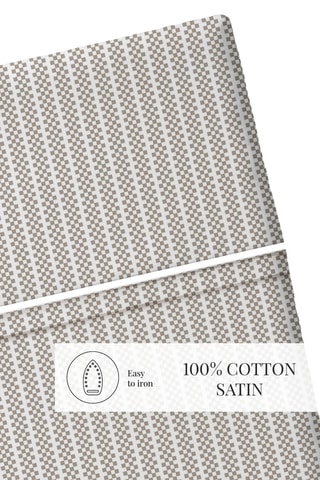 Drap plat en percale de coton 80 fils/cm² Dauphine - Taupe et blanc