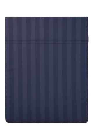 Drap plat en satin de coton 80 fils/cm² Dobby - Bleu foncé