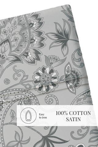 Drap plat en satin de coton 80 fils/cm² Indienne - Gris clair