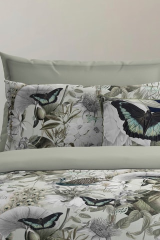 Drap plat en satin de coton 80 fils/cm² Jardin orné - Vert clair