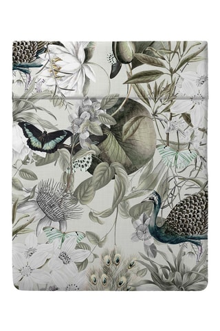 Drap plat en satin de coton 80 fils/cm² Jardin orné - Vert clair
