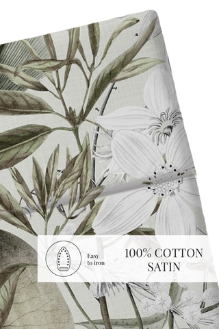 Drap plat en satin de coton 80 fils/cm² Jardin orné - Vert clair