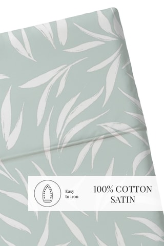 Drap plat en satin de coton 80 fils/cm² Olea europaea - Vert clair et blanc