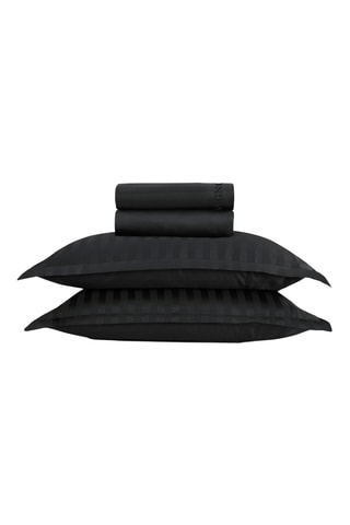 Parure de draps en satin de coton 80 fils/cm² Dobby - Noir