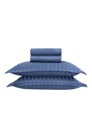 Parure de draps en satin de coton 80 fils/cm² Dobby - Bleu