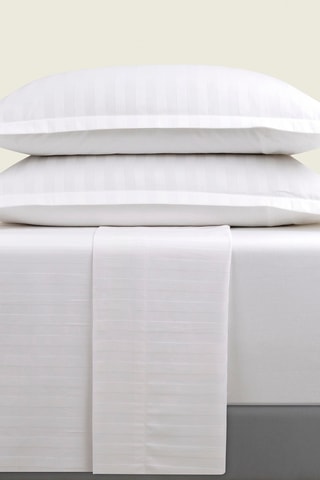 Parure de draps en satin de coton 80 fils/cm² Dobby - Blanc