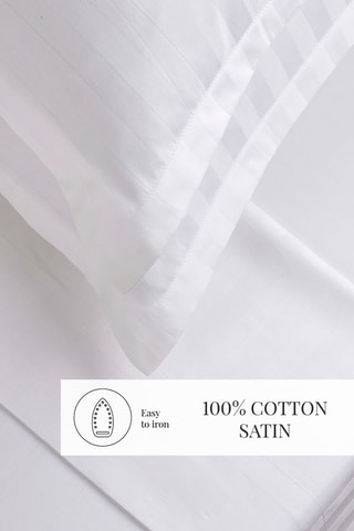 Parure de draps en satin de coton 80 fils/cm² Dobby - Blanc