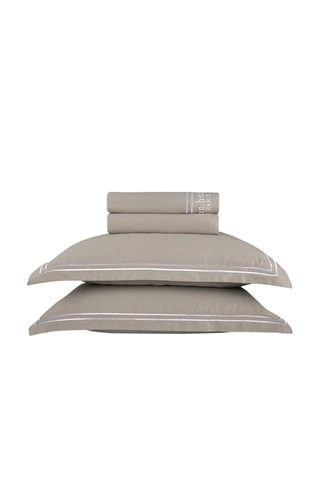 Parure de draps en satin de coton 80 fils/cm² Paris - Taupe et blanc