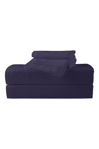 Parure de draps en satin de coton 80 fils/cm² Uni - Bleu foncé