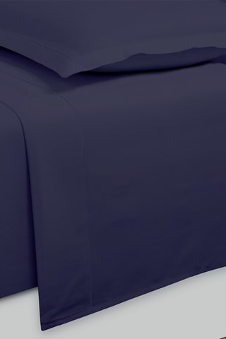 Parure de draps en satin de coton 80 fils/cm² Uni - Bleu foncé