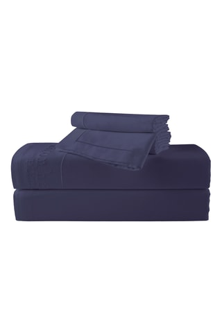 Parure de draps en satin de coton - 80 fils/cm² Uni - Bleu marine