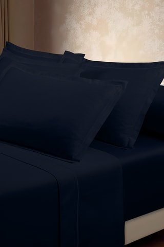 Parure de draps en satin de coton 80 fils/cm² Uni - Bleu nuit