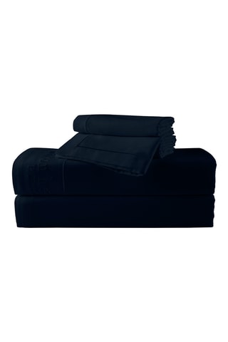 Parure de draps en satin de coton 80 fils/cm² Uni - Bleu nuit