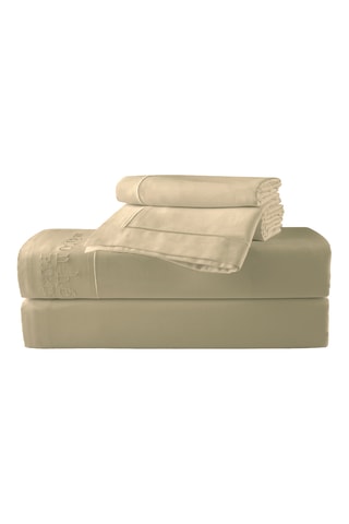 Parure de draps en satin de coton 80 fils/cm² Uni - Kaki clair