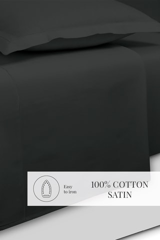 Parure de draps en satin de coton 80 fils/cm² Uni - Anthracite