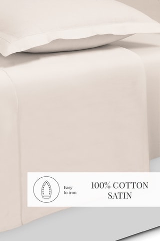 Parure de draps en satin de coton 80 fils/cm² Uni - Beige
