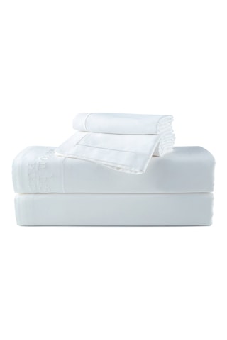 Parure de draps en satin de coton 80 fils/cm² Uni - Blanc