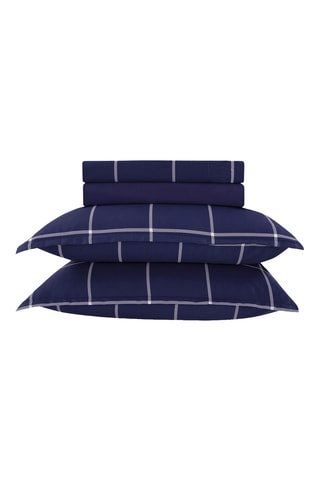 Parure de draps en satin de coton 80 fils/cm² Amélia - Bleu foncé