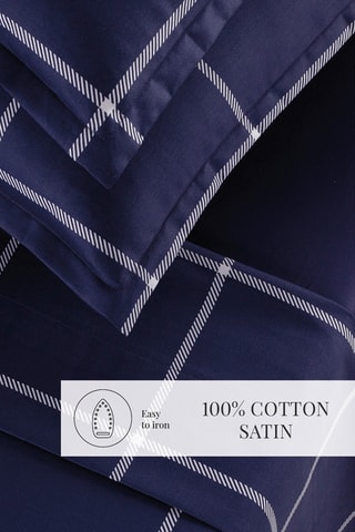Parure de draps en satin de coton 80 fils/cm² Amélia - Bleu foncé