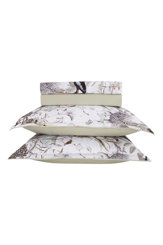 Parure de draps en satin de coton 80 fils/cm² Jardin orné - Vert clair et blanc