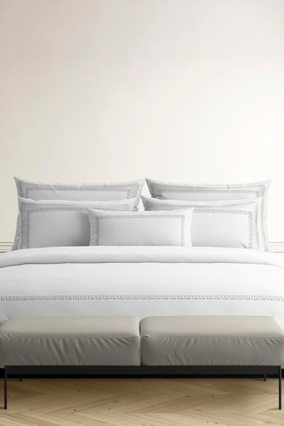 Parure de couette en satin de coton 80 fils/cm² Grand Hôtel - Blanc et gris