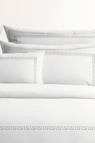 Parure de couette en satin de coton 80 fils/cm² Grand Hôtel - Blanc et gris