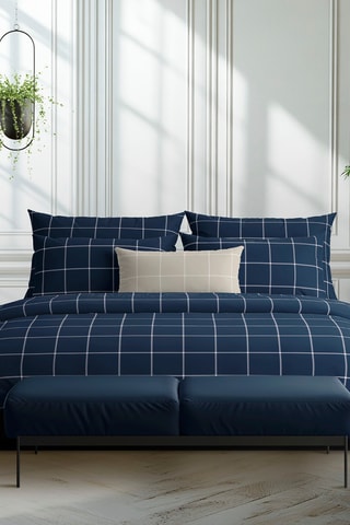 Parure de couette en satin de coton 80 fils/cm² Amélia - Bleu foncé