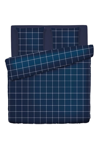 Parure de couette en satin de coton 80 fils/cm² Amélia - Bleu foncé